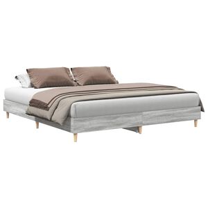 vidaXL Bed Frame No Mattress Grey Sonoma 200x200 cm Engineered Wood
