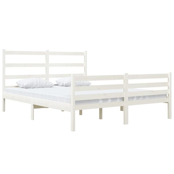 vidaXL Bed Frame without Mattress White Solid Wood Small Double