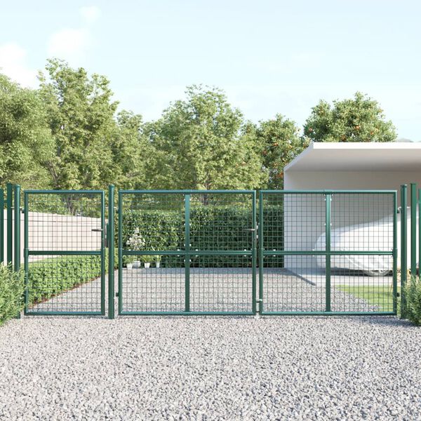 vidaXL Mesh Garden Gate Green 400x125 cm Galvanised Steel