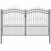 vidaXL Fence Gate with Spear Top with Lock Grey 305 x 175 cm Steel