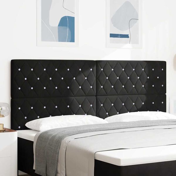 vidaXL Headboard with Headboard Black 200 cm Faux Leather