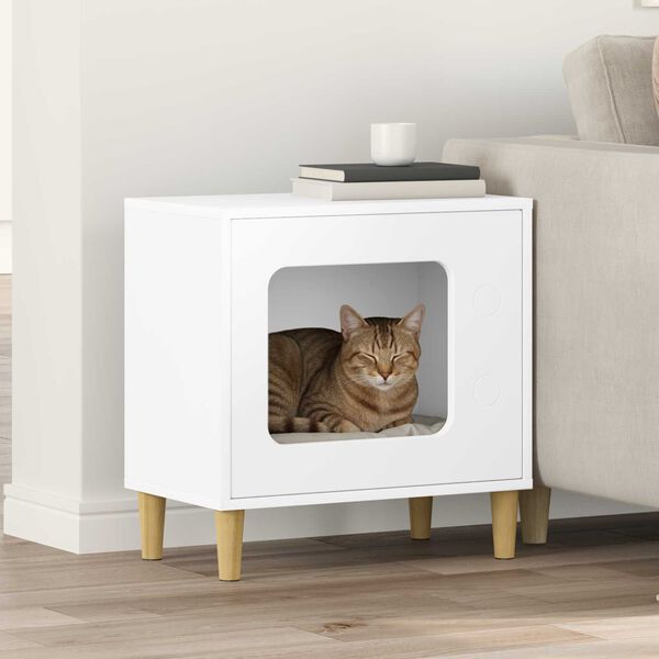 vidaXL Cat House White 51 x 30 x 52 cm Engineered Wood