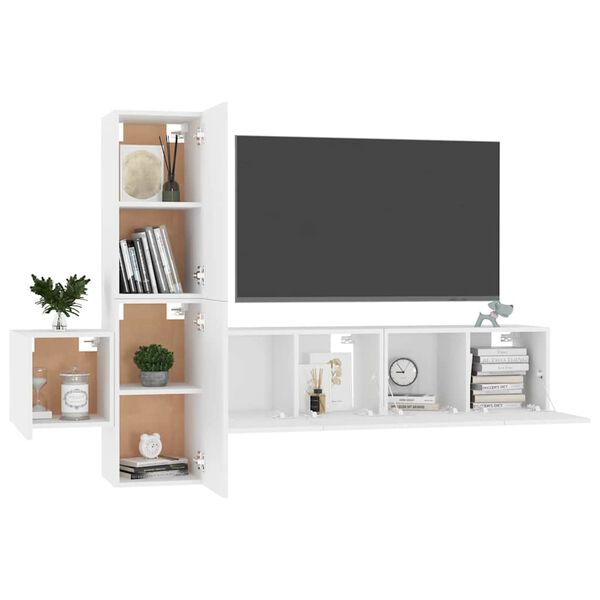 vidaXL 5 Piece TV Cabinet Set White Engineered Wood