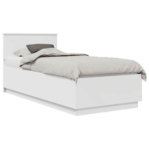 vidaXL Bed Frame with Headboard White 100 x 200 cm Engineered Wood