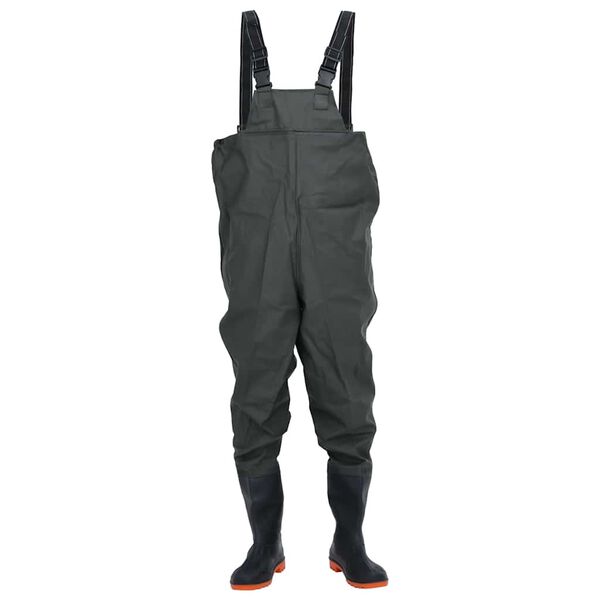 vidaXL Chest Waders with Boots Dark Green Size 44