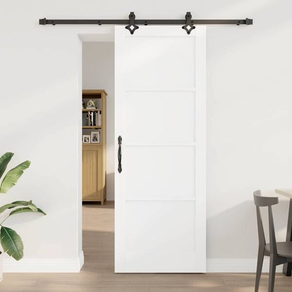 vidaXL Sliding Door White and Black 78 x 211 cm Solid Pine Wood