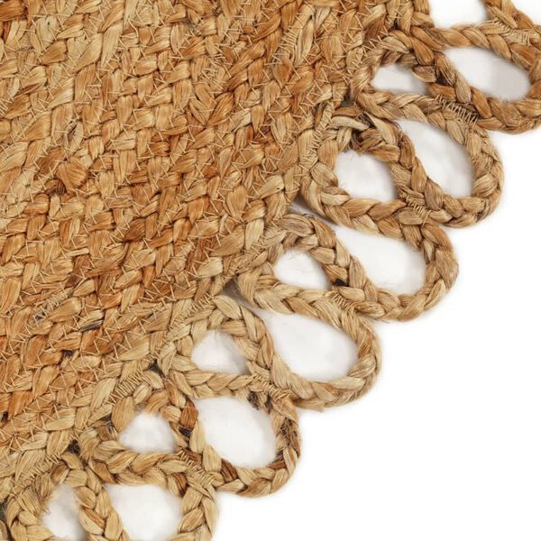 vidaXL Braided Area Rug with Wave Edge 90 cm Jute Round