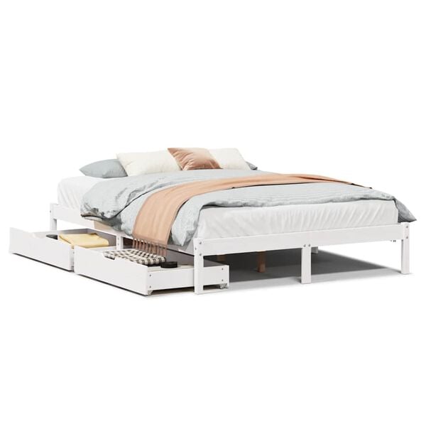 vidaXL Bed Frame without Mattress White 120x190 cm Small Double Solid Wood Pine