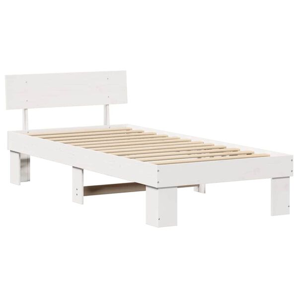 vidaXL Bed Frame with Headboard White 90 x 190 cm Solid Pine Wood