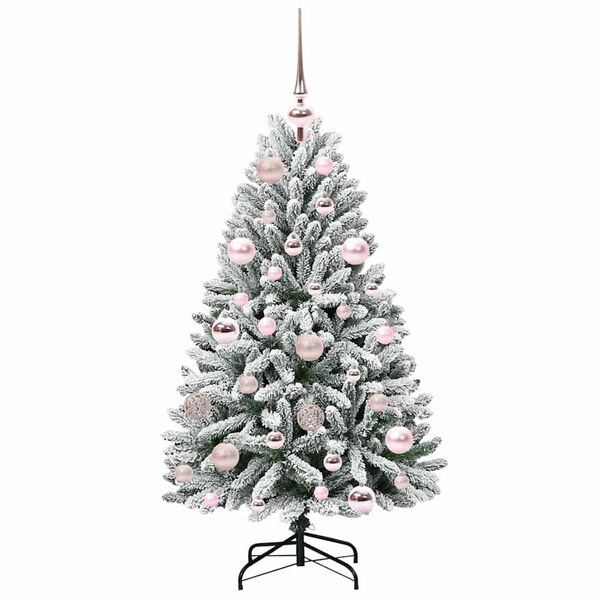 vidaXL Artificial Christmas Tree Green and White 120 cm PVC and Metal