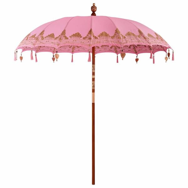 vidaXL Balinese Parasol Pink 215 x 215 x 260 cm Cotton and Wood