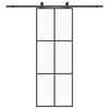 vidaXL Sliding Door with Hardware Set Black 76x205 cm ESG Glass
