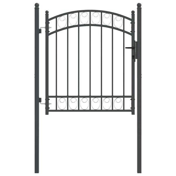 vidaXL Fence Gate with Lock Grey 125 x 100 cm Powder-coated steel