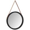vidaXL Wall Mirror with Strap Black &Oslash; 55 cm