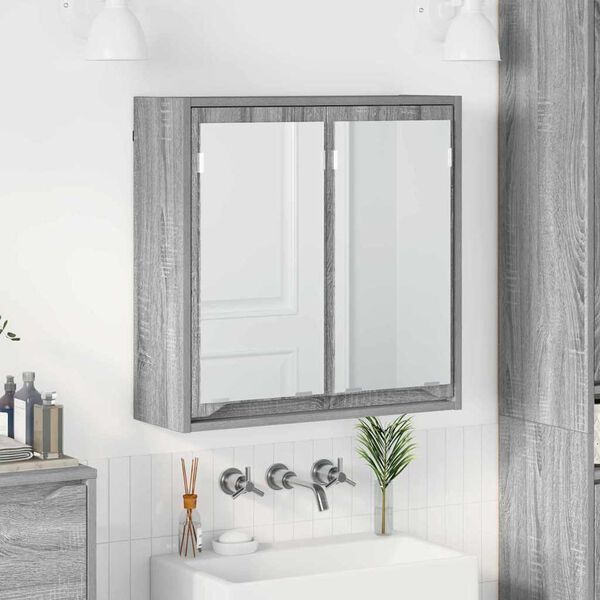 vidaXL Bathroom Mirror Cabinet with Shelf Grey Sonoma 60 x 20 x 60 cm
