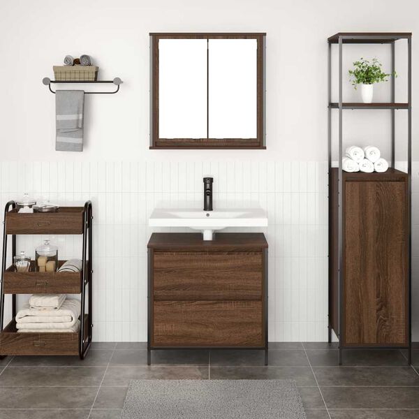 vidaXL 2 Piece Bathroom Furniture Set Brown Oak Engineered Wood