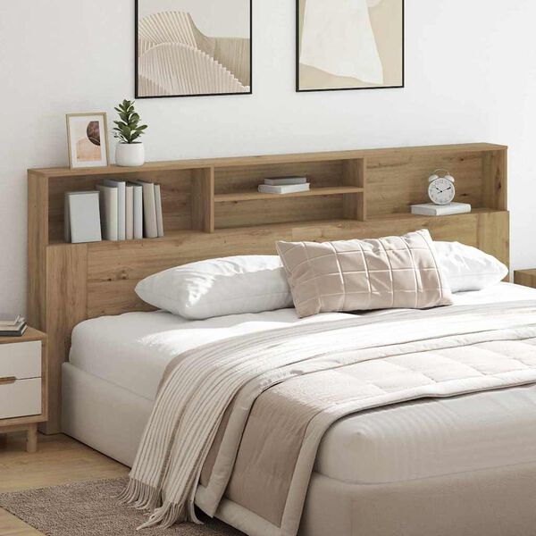 vidaXL Headboard Cabinet with Shelf Artisan Oak 220 x 19 x 101.5 cm