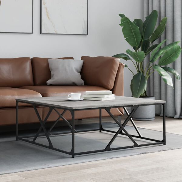 vidaXL Coffee Table Grey Sonoma 100x100x40 cm Engineered Wood