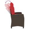 vidaXL Reclining Garden Bench with Cushions Brown Poly Rattan