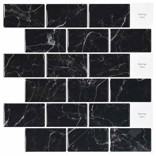 vidaXL Subway Tile 20 pcs Black Marble 30.5 x 30.5 cm