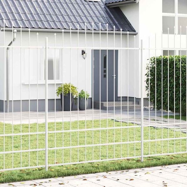 vidaXL Garden Fence 2 pcs White 170 x 225 cm Powder-Coated Steel