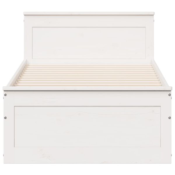 vidaXL Bed Frame without Mattress with Headboard White 90x200 cm Solid Wood Pine