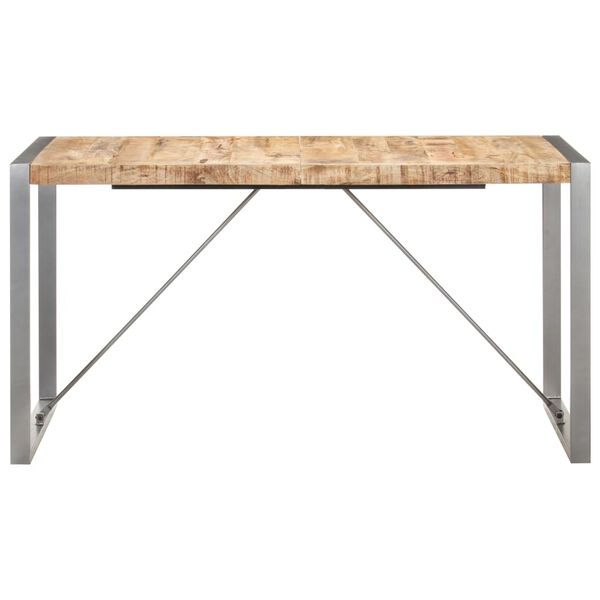 vidaXL Dining Table 140x70x75 cm Solid Rough Mango Wood