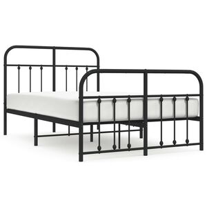 vidaXL Metal Bed Frame without Mattress with Footboard Black 120x190cm