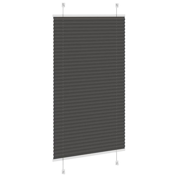 vidaXL Pleated Blind Black 80x100 cm Fabric Width 79.4 cm Polyester