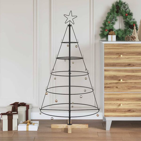 vidaXL Christmas Cone Tree with Stand Black 125 cm Steel