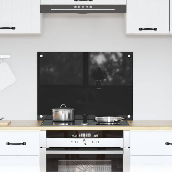 vidaXL Kitchen Backsplash Black 70 x 50 cm Tempered Glass