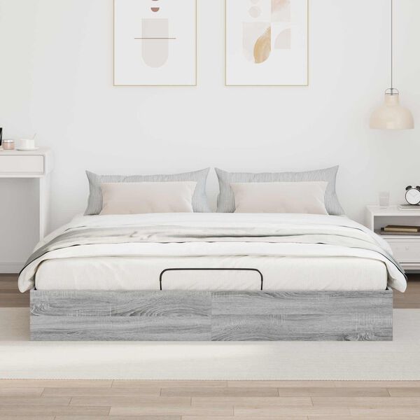 vidaXL Ottoman Bed Frame Grey Sonoma 203 x 180 x 25 cm Engineered Wood