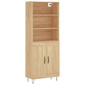 vidaXL Highboard Sonoma Oak 69.5x34x180 cm Engineered Wood