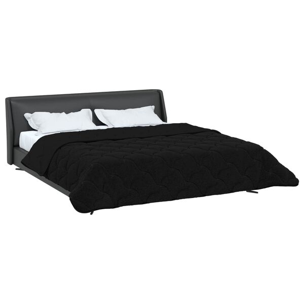 vidaXL Full Year Duvet Black 240 x 260 cm Microfiber and Teddy fleece
