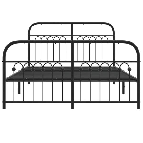 vidaXL Metal Bed Frame without Mattress with Footboard Black 140x200cm
