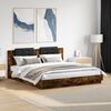 vidaXL Bed Frame with LED without Mattress Smoked Oak 180x200 cm Super King