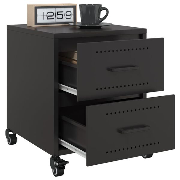 vidaXL Bedside Cabinets 2 pcs Black 36x39x43.5 cm Steel
