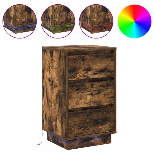 vidaXL Bedside Cabinet Smoked Oak 39 x 34.5 x 65 cm Engineered wood