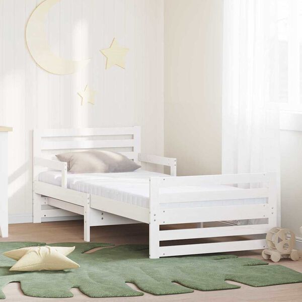vidaXL Bed Frame with Mattress White 80 x 200 cm Solid Pine Wood