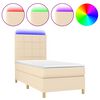 vidaXL Box Spring Bed with Mattress&LED Cream 90x190 cm Fabric
