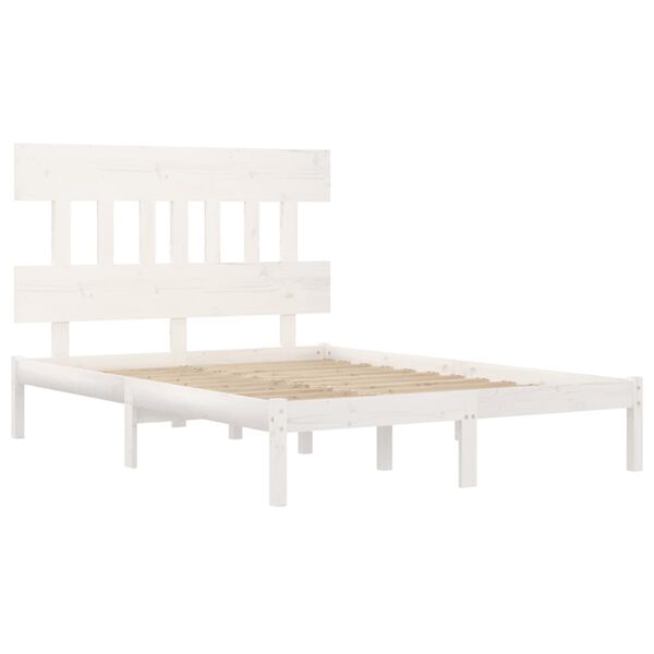 vidaXL Bed Frame without Mattress White 140x190 cm Solid Wood