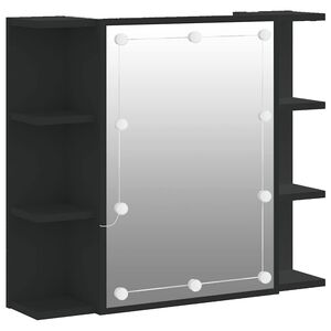 vidaXL Mirror Cabinet with LED Black 70x16.5x60 cm