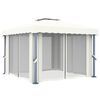 vidaXL Gazebo with Curtain&LED String Lights 3x3 m Cream White