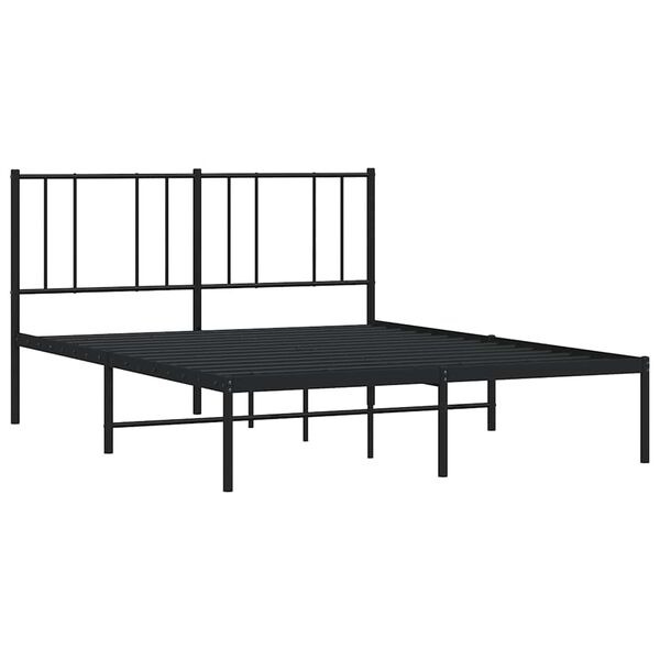 vidaXL Metal Bed Frame without Mattress with Headboard Black 120x200cm