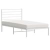 vidaXL Metal Bed Frame without Mattress with Headboard White 90x200cm