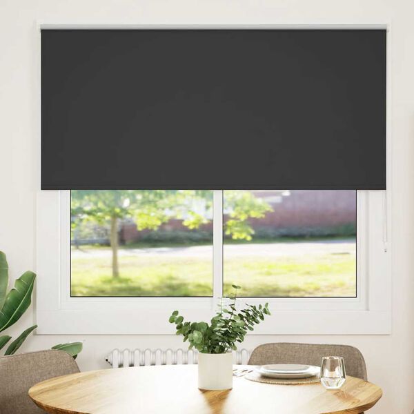 vidaXL Roller Blind Blackout Black 150x175 cm Fabric Width 146.6 cm Polyester