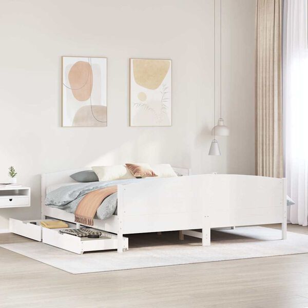 vidaXL Bed Frame without Mattress White 200x200 cm Solid Wood Pine