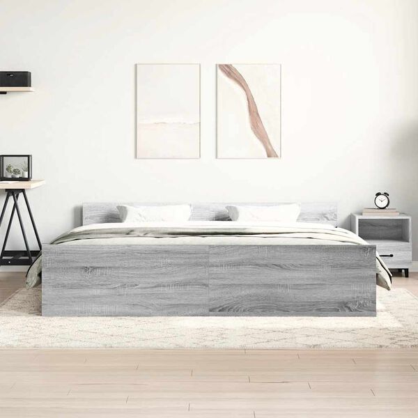 vidaXL Bed Frame without Mattress Grey Sonoma 160x200 cm