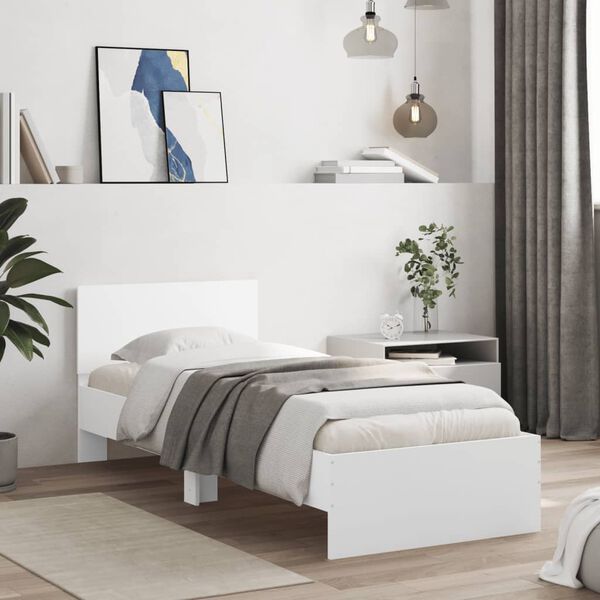 vidaXL Bed Frame without Mattress with Headboard White 75x190 cm Small Single