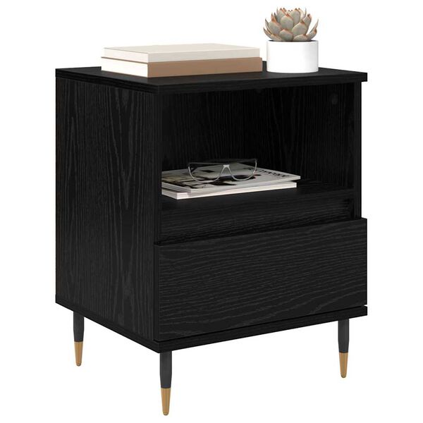 vidaXL Bedside Cabinet Black Oak 40 x 35 x 50 cm Engineered Wood